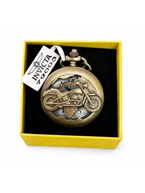 New Invicta Vintage Style Men's Pocket Watch 47mm Bronze, White Dial w/Chain